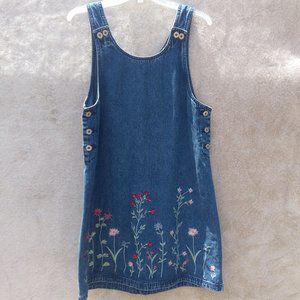 Jean embroidered overall dress
